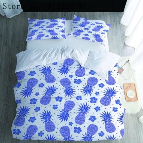 Blue Pineapple Bedding Set High Quality Quilt Cover Printing 3pcs Duvet Cover Bedclothes Flower Bedding Sets For Kids Adults