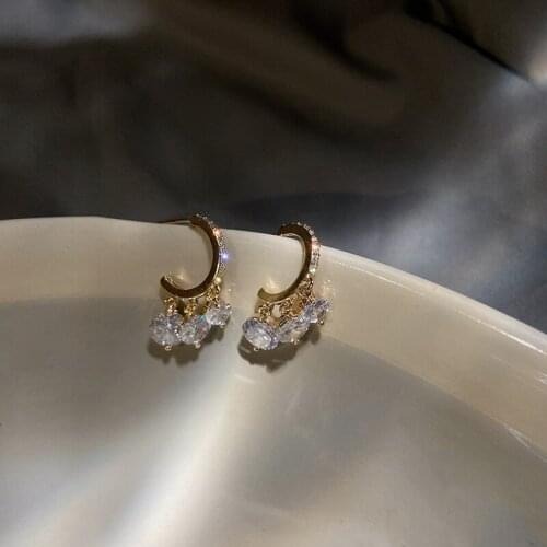 Korean Fashion Exquisite Shining Rhinestone Hoop Earrings For Women Luxury Crystal Small Circle Earring Wedding Party Jewelry