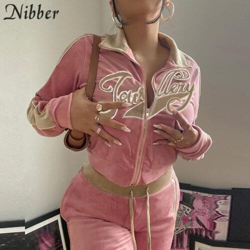 Nibber Autumn Leisure SportsLetter Tops Coat Pants 2 Two Pieces Sets For Women Striped Stitching Comfortable Activitywear Suits
