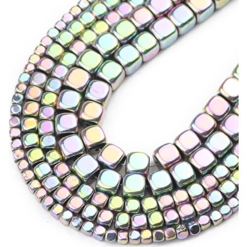 Cube Square Natural Hematite Stone Light Purple Loose Spacer Beads For Jewelry Bracelets Necklace Making Diy Findings 2/3/4/6MM