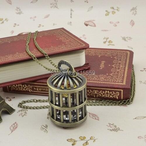 Hot Selling Free Shipping Quartz Pocket Watch High Quality Birdcage Pocket Watch Necklace Gift Watch Wholesale