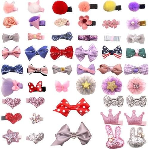 50PCS Mini Hair Bow Clips Multiple Shapes Cute Fine Hair No Slip Baby Hairclips Hair Accessories for Baby Girls Infants Toddler