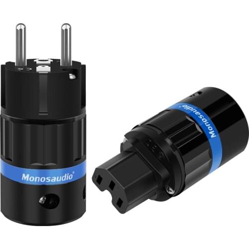 Monosaudio E104R/F104R Hifi Rhodium plated Pure Copper Schuko Power plug High Quality EU Version Mains Power Cable Connector