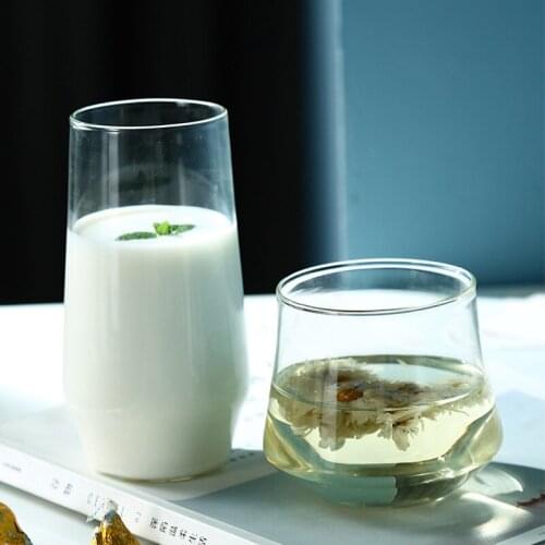 Irregular transparent heat-resistant glass cup creative j family breakfast milk coffee flower tea cup