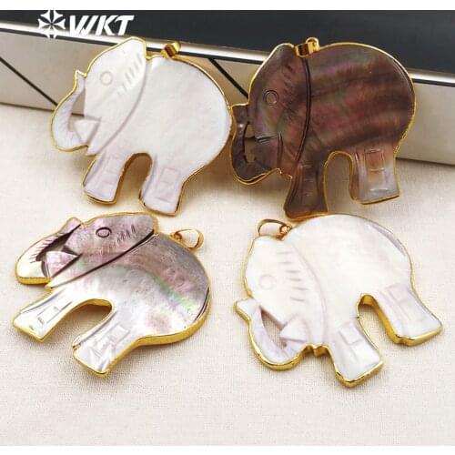 WT-P1345 New design in 2018 wholesale shell pendant cute baby elephant shape pendant for lady girl jewelry making