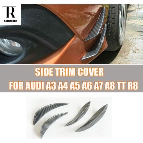 Carbon Fiber Front Bumper Side Canards Splitter Spoiler for AUDI A3 A4 A5 A6 A7 A8 TT R8