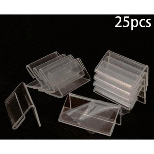 25Pcs Tag Stand 6*4cm Acrylic Transparent L-Shaped Price Tag Display Holder Rack Label Stands Tool Racks Decorations