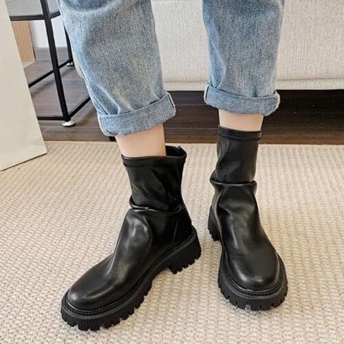New Women Knee High Boots Thick Bottom Zipper Women Winter Shoes Fashion Boots Women Daily Footwear Size 35-40
