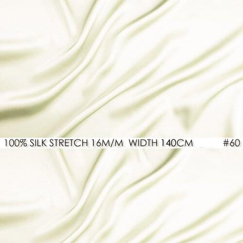 SILK STRETCH SATIN 140cm width 16momme Pure Silk For Sewing Patchwork Cloth Milk White 60