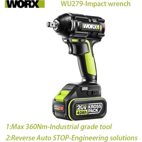 WORX WU279 360Nm Cordless Impact Wrench Brushless Motor Share Worx Green 20V Lithium Battery Power Tool