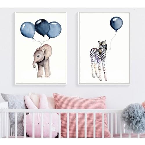 Nordic Poster Zebra Giraffe Nursery Decor Wall Art Canvas Painting Animal Prints Wall Pictures for Living Kids Room Decoration