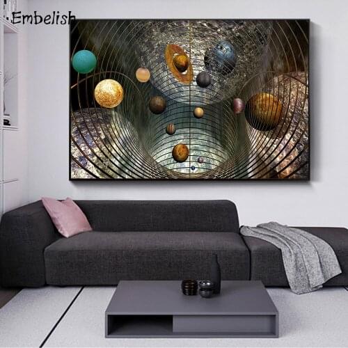 Embelish 1 Pieces Large Abstract Planets Wall Art Pictures For Living Room Modern Home Decor HD Canvas Paintings Bedroom Artwork