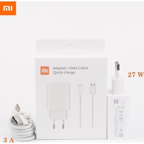 XIAOMI 27W EU Fast charger QC 4.0 turbo charge adapter usb type c cable for mi 9 pro se 9t CC9 Redmi note 8 7 pro K20 Max 3 Mix