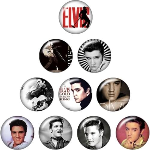 Fashion ELVIS Michael Jackson Monroe 10pcs mixed 12mm/18mm Round photo glass cabochon snap buttons for snap jewelry wholesale