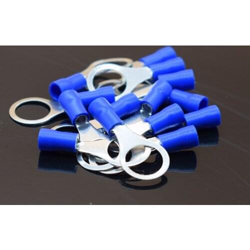 100pcs RV2-10 Blue Ring insulated terminal Cable Wire Connector suit 1.5-2.5mm cable Crimp Terminal 100PCS/Pack RV2.5-10 RV