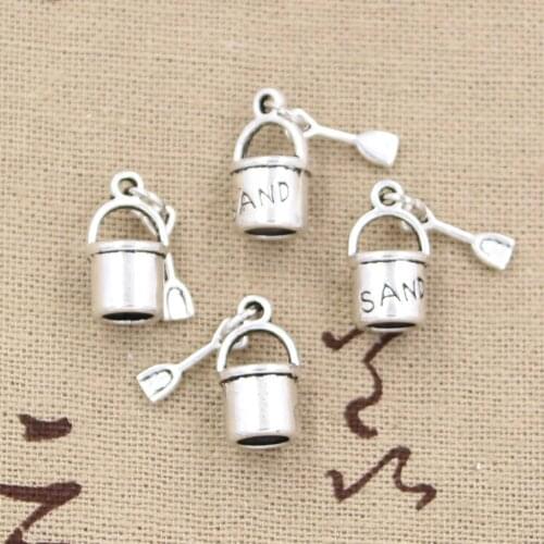 12pcs Charms Shover And Pail Beach Sand 15x8mm Antique Making Pendant fit,Vintage Tibetan Silver color,DIY Handmade Jewelry