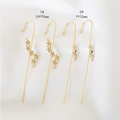 2pcs Korean Style Women Piercing earrings personality design sense ins niche zircon stars new ear hanging type diy accessories