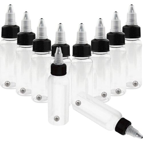 5pcs 30/50/60/120/250ml Clear Tattoo Airbrush Ink Boston Bottles Container Recyclable Squeezable Paint Empty Bottles