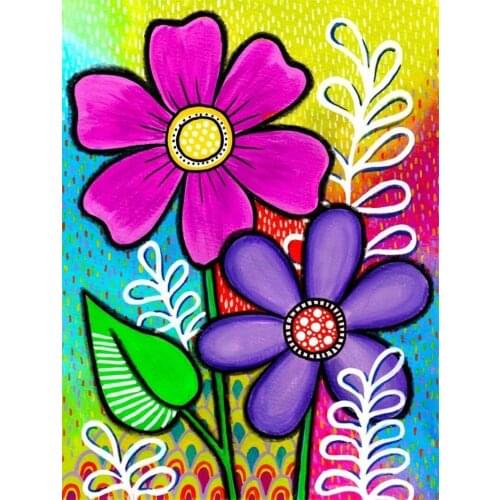 5D DIY Full Round Poured Glue Diamond Painting Kits Scalloped Edge Colorful Flower Embroidery Mosaic Home Decoration Unique Gift