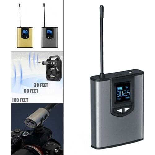 UHF Interview Wireless Lavalier Microphone with Audio Monitor 50M Range Rechargeable for Phones DSLR Cameras Live Recording