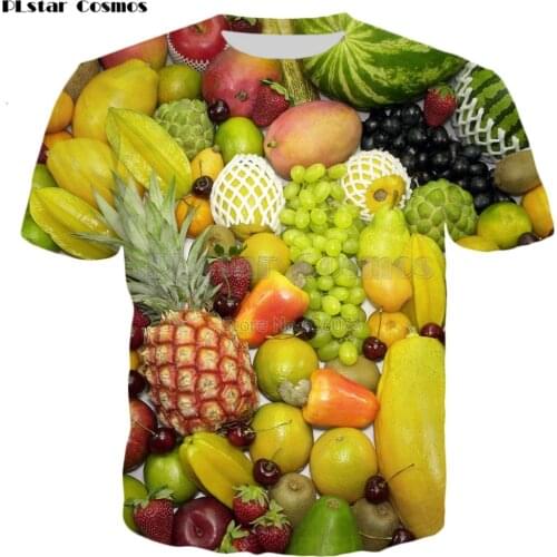 PLstar Cosmos Brand T-shirt 2019 summer New Fashion Mens t shirts Fruit Background 3D Print Men Women Harajuku Casual t shirt