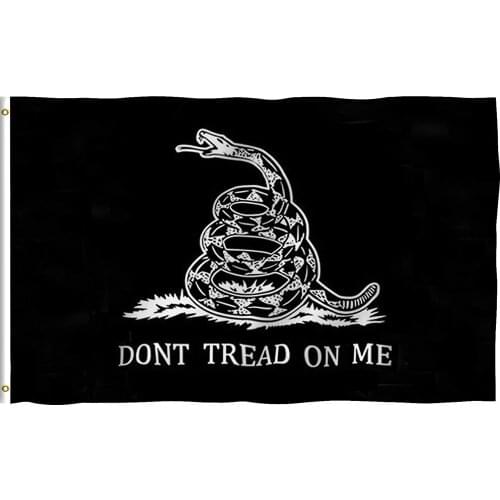Black Don't Tread On Me Flag - Vivid Color and Fade Proof - Canvas Header and Double Stitched - Tea Party Flags Polyester