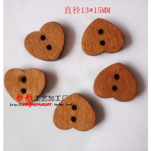 Wholesale 100 Heart Wood Sewing Buttons Scrapbooking 13x15mm