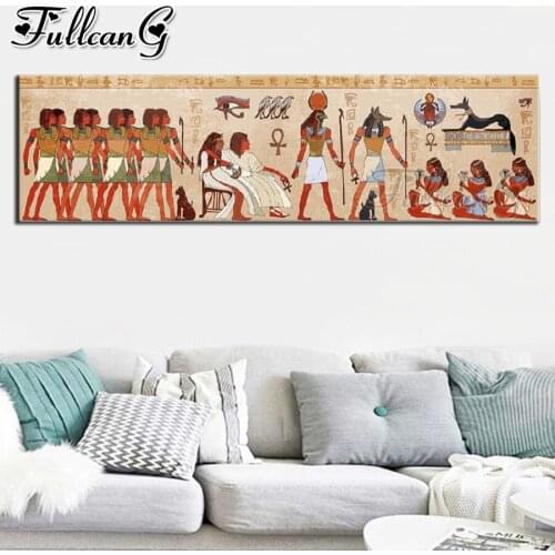 FULLCANG Vintage egyptian diy 5d diamond painting full square round embroidery large mosaic needlework home decoration FC2547