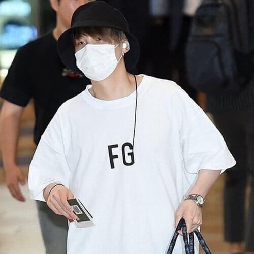 FRDUN TOMMY FG FRER OF GOD Min Yoon-gi T-shirt SG Letter Couple Short Sleeve FG T-Shirt White Cotton Summer Round Collar T-shirt