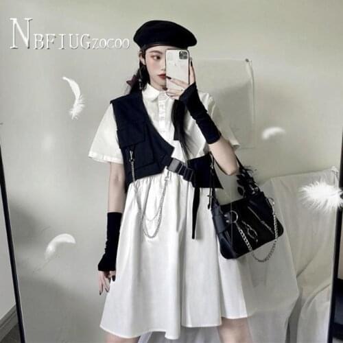 Hipster Vest And White Dress Women Sets Summer Female Sets