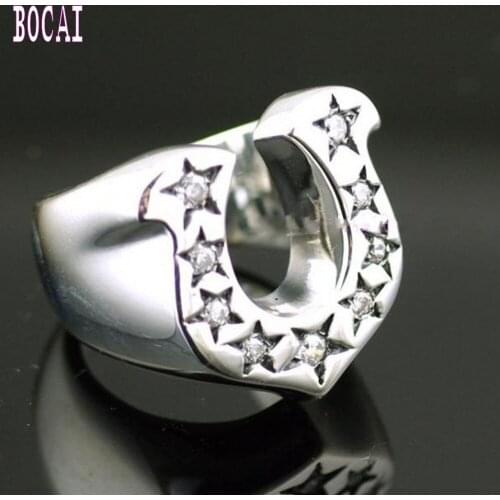 Imports of Thailand 925 sterling silver lucky horseshoe Thai silver ring