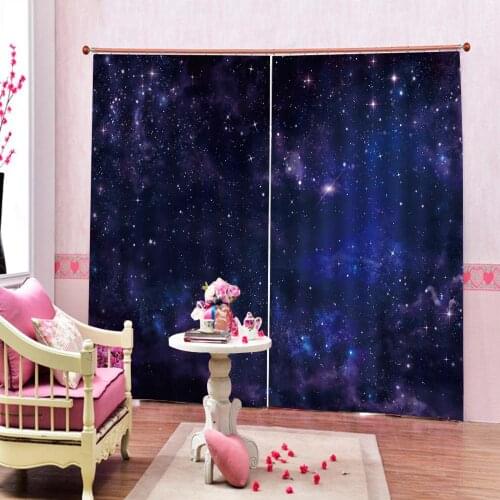Customized 3D Stereo Purple Star Curtain 3D Photo Print For Living room Bedroom Blackout Sunshade Window Drapes Home Decor Sets