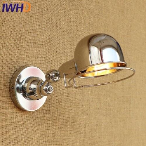 IWHD Loft Style Edison Wall Sconce Bedside Wall Lamp Industrial Vintage Swing Arm Wall Light Fixtures For Home Indoor Lighting
