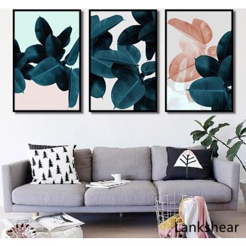 Modern Tropical Leaves Dark Green Nordic Canvas Paintings Printing Poster POP Wall Art Pictures For Living Room Home Decorative