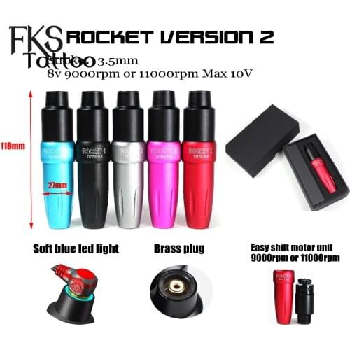 New Cartridge Rocket V2 Pen Rotary Tattoo Machine kits Tattoo Pen Rotary Shader Liner 5 Colors Assorted Tattoo Machine