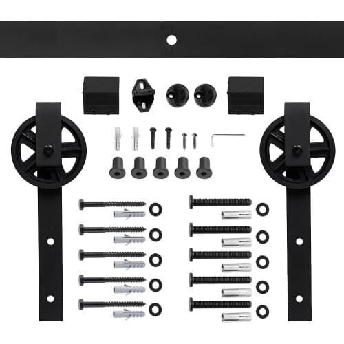 Antique Black Steel Sliding Barn Wood Door Hardware Kit Closet Set Roller for Interior Sliding Door(not include track)