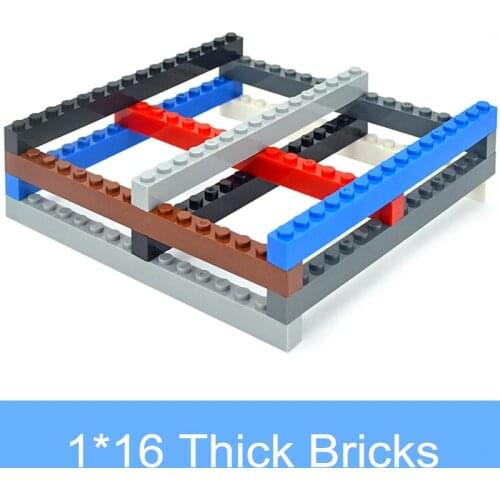 10PCS DIY Building Blocks 1x16 Dots 7 Colors Thick Figures Bricks 2465 Educational Creative Size Compatible With All Brands Toys