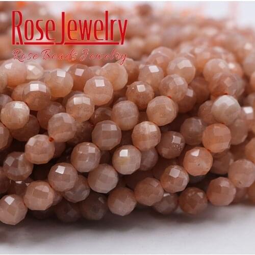 AAAAA Quality Natural Faceted Sunstone Quartz Peach Round Loose Beads 4 6 8 10 12 MM Pick Size For Jewelry Making Bracelet