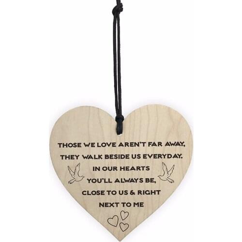 Meijiafei You'll Always Be Next To Me Wooden Hanging Heart Plaque Memorial Love Sign Sign
