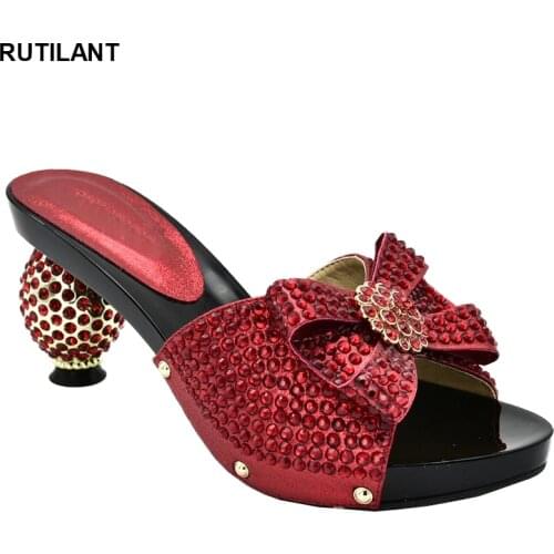 Fashion Italian Shoes Women Summer High Heeled Shoes for Women Ladies Sandals with Heels Nigerian Women Party Pumps Slip on Shoe
