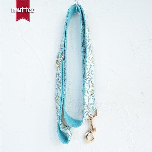 MUTTCO retailing creative fresh style collars with floral THE BLUE FLOWER handmade adjustable dog leash 5 sizes UDC060J