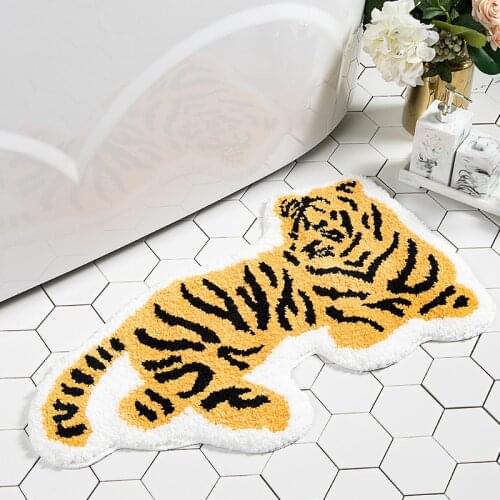 Soft Cartoon Tiger-shaped Kitchen Mats Absorbent Anti-slip Home Rugs Floor Decoration Living Room Bathroom Carpet