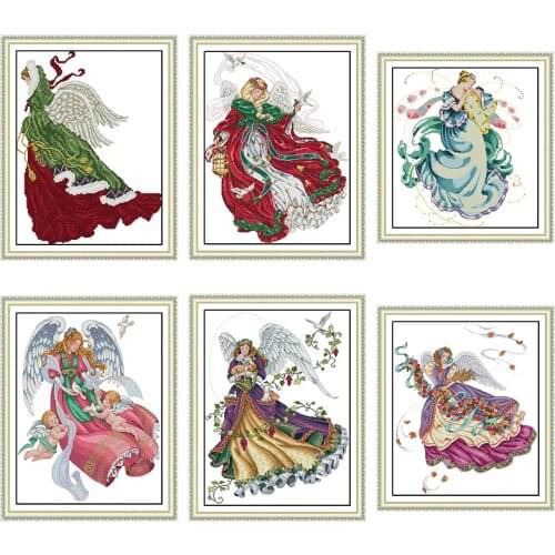 Beautiful Angel Girl Series Cross Stitch Kit Character Pattern Print Embroidery Kit DIY Manual Beginner Embroidery Material Set