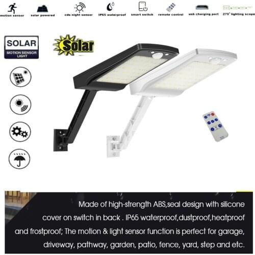 Newest 56 Leds Solar Power Street Light Garden Security Lamp Outdoor IP65 Waterproof Wall PIR Motion Sensor Lamps