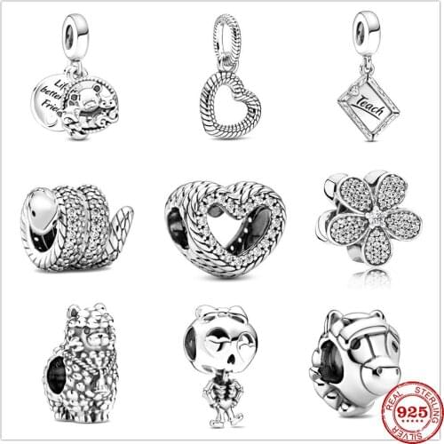 2021 New Bear Squirrel Fox Snake Heart Horse Flower Beads fit Original Pandora Charms Silver 925 Bracelet DIY Women Jewelry Gift