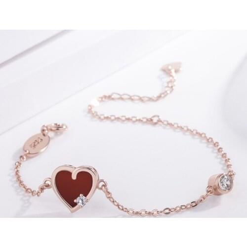 2021 New wholesale Rose Gold Heart Lucky Pop Bracelet bracelet Charm Beads Crystals from Swarovskis Bracelet for Women Gift
