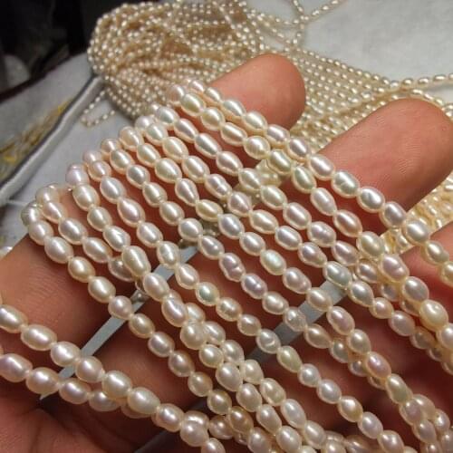Natural Freshwater Small Pearl Classic Choker Necklace 3.5mm Rice Ovals Beads For Women 36cm DIY Jewelry Accessory