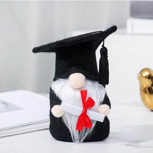 Plush Faceless Doll Black Doctoral Cap Gnomes Classroom Graduation Gifts For Friends Classmates Desktop Decor