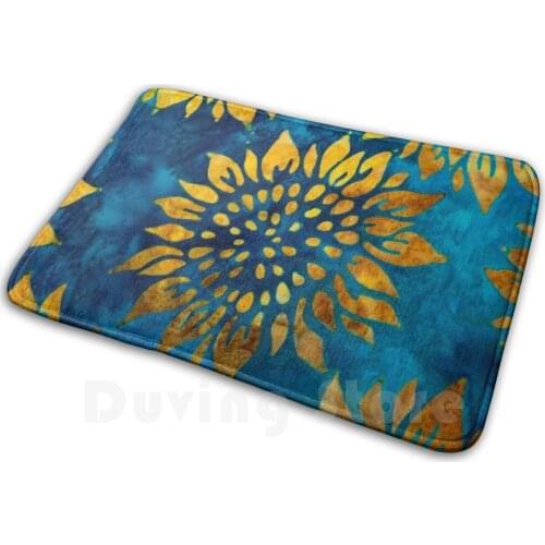 - Gold Sunflower Pattern On Blue Tie Dye Field Carpet 324 Carpet Cold Hygiene Flu Quarantine