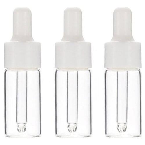 50 x 3ml Portable Travelling Bottles Clear 3ml Boston Round Glass Bottles with Dropper 1/10oz Transparent Glass Dropper Bottle